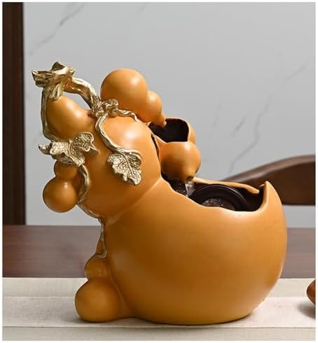 Elegant Deep Yellow Gourd Resin Tabletop Fountain