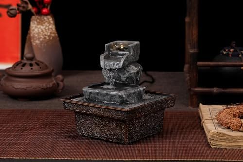 Tabletop Water Fountain with Automatic Pump for Home Office