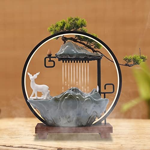 Small Tabletop Waterfall Fountain with Mist and Light