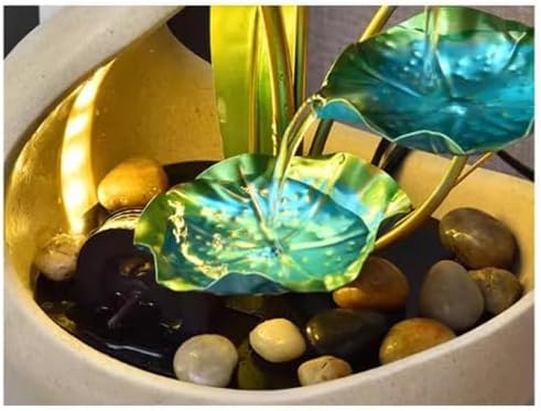 Elegant Desktop Water Fountain with Iron Lotus Design