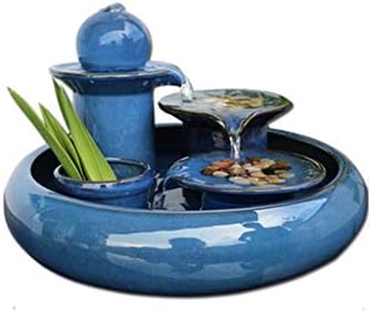 SHQ Blue Tabletop Ceramic Water Fountain for Home Office