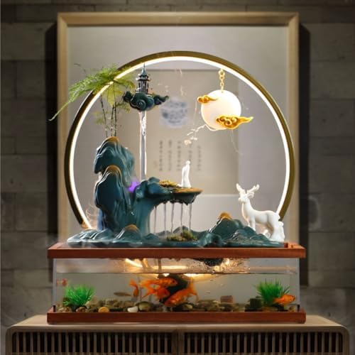 Zen Waterfall Fountain with Goldfish Decor