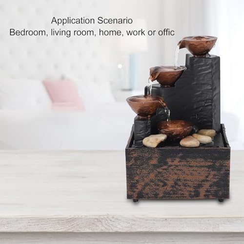 USB Water Fountain Decorative Tabletop Zen Decor with LED Light