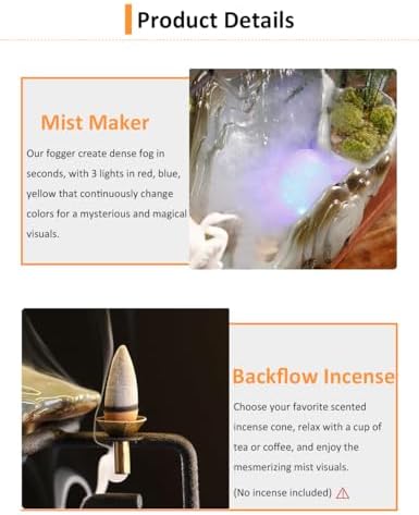 Ceramic Crane Desk Fountain with LED Light and Mist