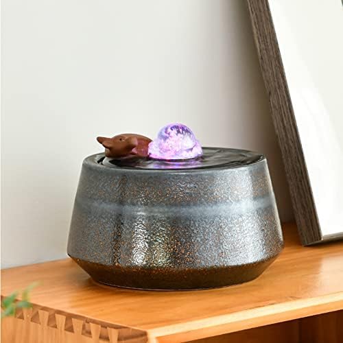 XRXwuf689 Desktop Water Fountain with Cow Sculpture