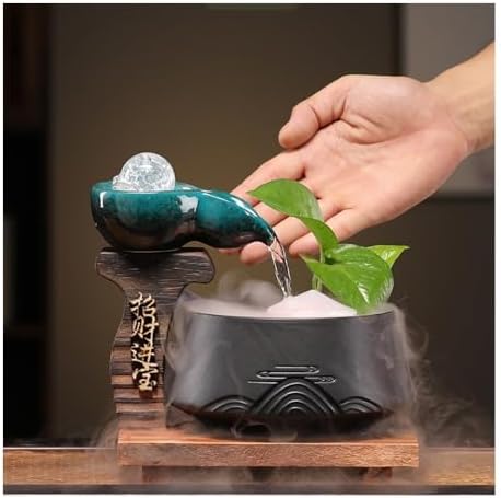 Modern Minimalist Tabletop Fountain with Wealth Flow and Humidifier Function