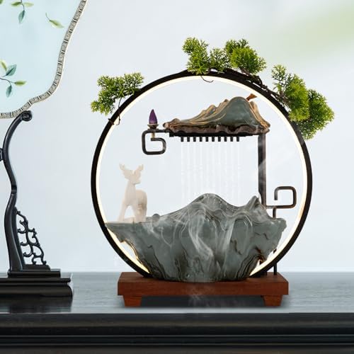 Tabletop Water Fountain with LED Light and Pump
