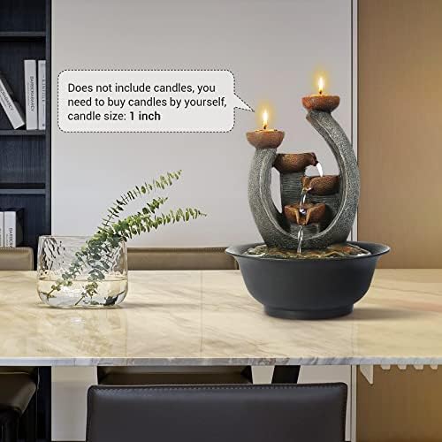 WICHEMI Indoor Fountain with Candle Holder for Home Office Decor