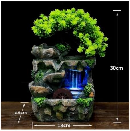 Mini Mountain Fountain with Spinning Wheel for Home Office