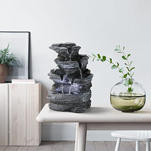 WicheMi Indoor Waterfall Fountain with LED Light 1