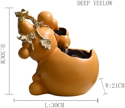 Elegant Deep Yellow Gourd Resin Tabletop Fountain