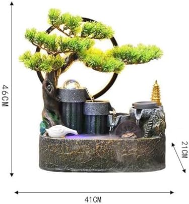 Elegant Indoor Water Fountain with Rockery and Bonsai Design