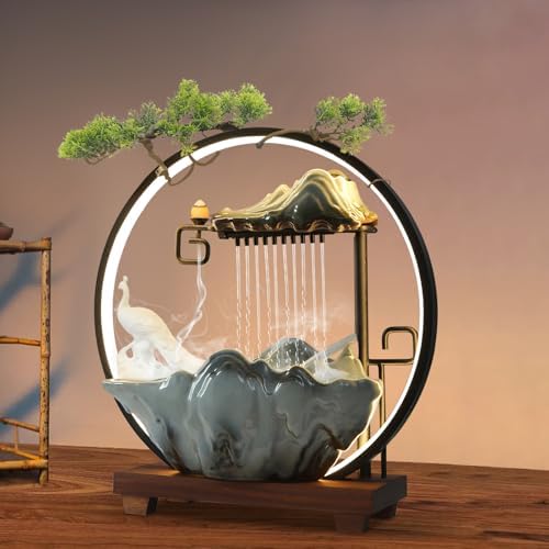 Tabletop Water Fountain with LED Lights Atomizer - Mini Indoor Decor for Living Room and Yoga Space