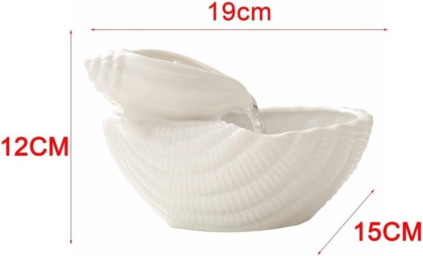 Creative Ceramic Tabletop Fountain with Conch Design - White