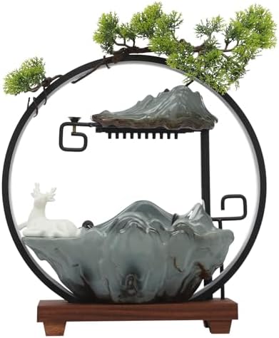 Chinese Style Landscape Deer Indoor Water Fountain with LED Light and Mist 1
