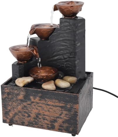 USB Water Fountain Decorative Tabletop Zen Decor with LED Light