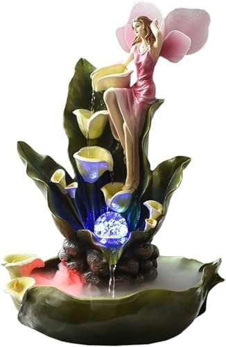 Tabletop Water Fountain with Flowing Angel Ornament for Living Room Decor