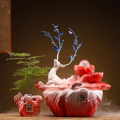Red Deer Tabletop Indoor Fountain with Circulating Water