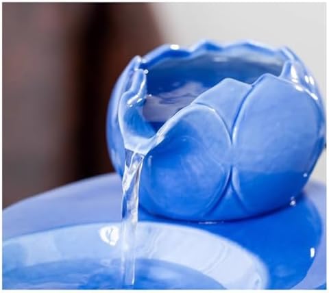 Blue Ceramic Tabletop Water Fountain for Home Office Decoration