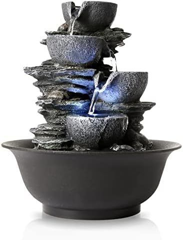 WICHEMI Indoor Waterfall Fountain with LED Light