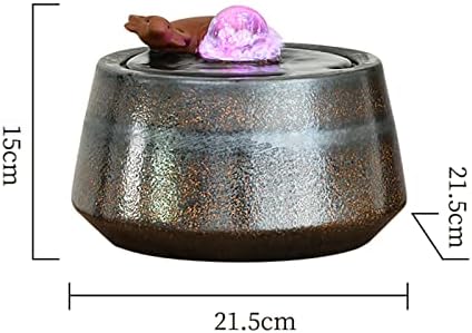 XRXwuf689 Desktop Water Fountain with Cow Sculpture
