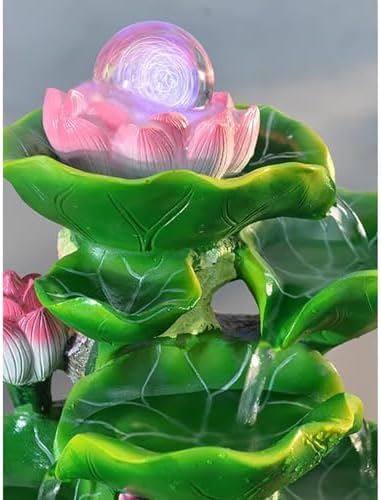 Elegant Desktop Water Fountain with Lotus and Flowing Water