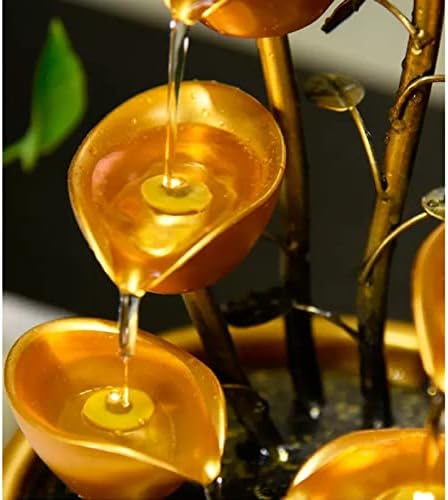 Golden Leaf Tabletop Fountain with Decorative Base