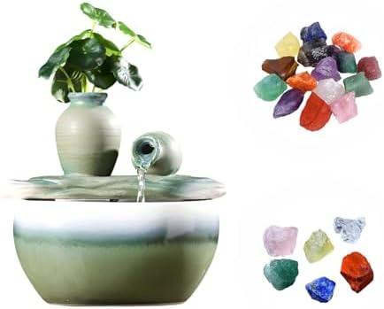 827 Inch Ceramic Tabletop Fountain with Free Crystals