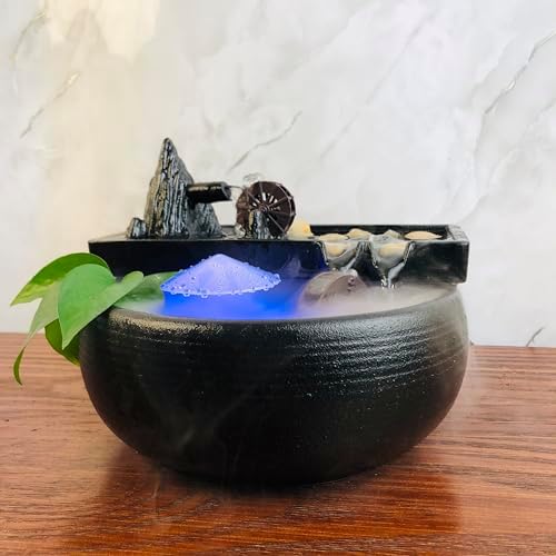 Elegant Black Ceramic Tabletop Waterfall Fountain