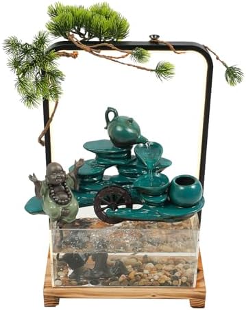 Zen Tabletop Fountain with LED Lights and Fish Tank