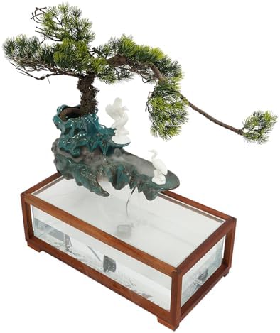 Elegant Tabletop Crane Water Fountain with LED and Fish Tank