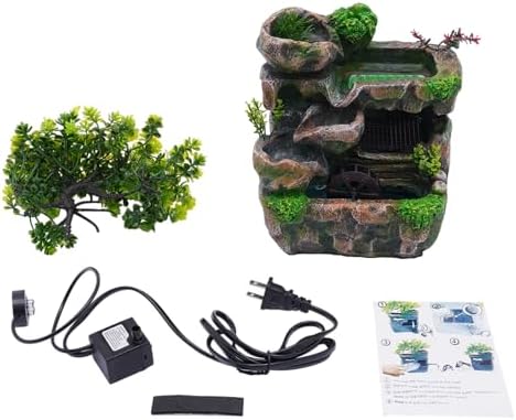 Desk Water Fountain with LED Lights Feng Shui Decor Zen Indoor Ornament for Home Office