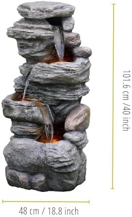 Outdoor Cascading Bowls LED Water Fountain for Garden and Porch