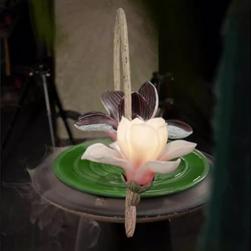 Elegant Desktop Water Fountain with Pink Magnolia Design