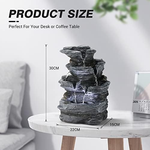 WicheMi Indoor Waterfall Fountain with LED Light 1