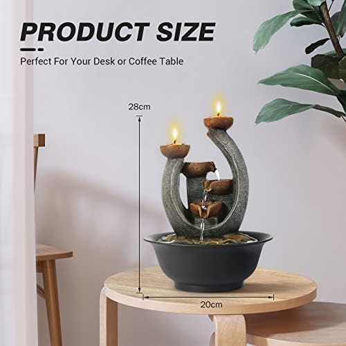 WICHEMI Indoor Fountain with Candle Holder for Home Office Decor