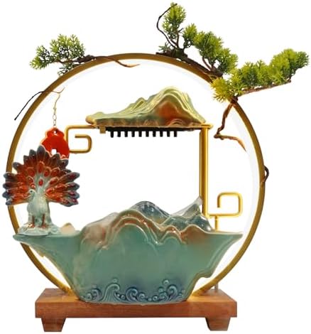 Chinese Style Landscape Deer Indoor Water Fountain with LED Light and Mist