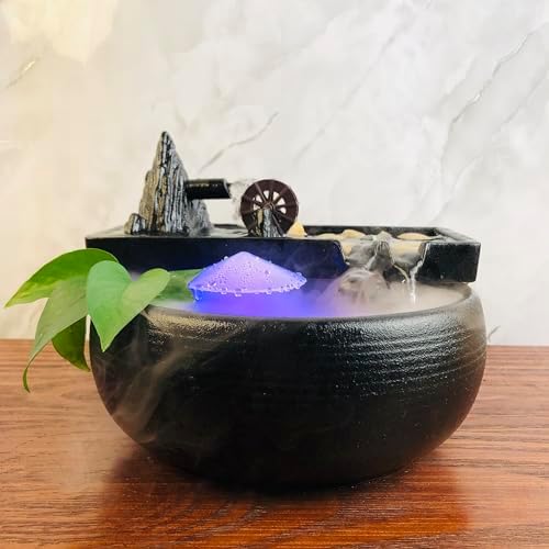 Elegant Black Ceramic Tabletop Waterfall Fountain