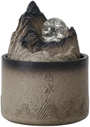 Brown Ceramic Desktop Fountain for Home Decor