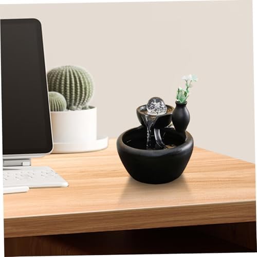 Mini Fountain with Crystal Ball and Ceramic Vase