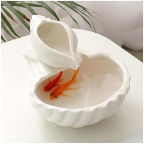 Creative Ceramic Tabletop Fountain with Conch Design - White