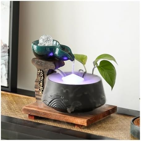 Modern Minimalist Tabletop Fountain with Wealth Flow and Humidifier Function