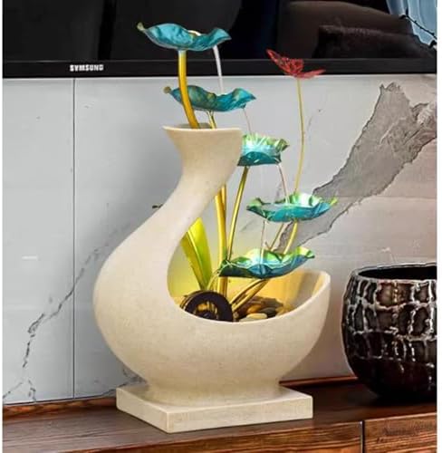 Elegant Desktop Water Fountain with Iron Lotus Design