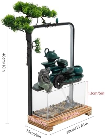Wanlecy Tabletop Water Fountain with LED Lights and Fish Tank