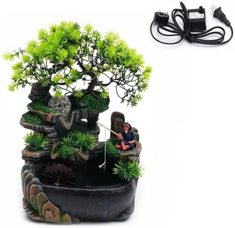 Ageanbri Tabletop Fountain with LED Light and Waterfall