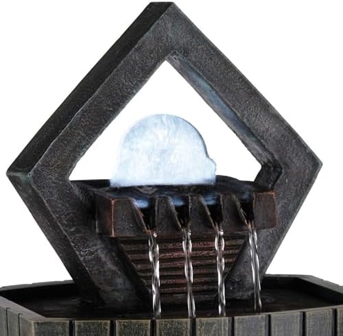 Nirvaer Indoor Meditation Fountain with LED Light and Water Flow Brown
