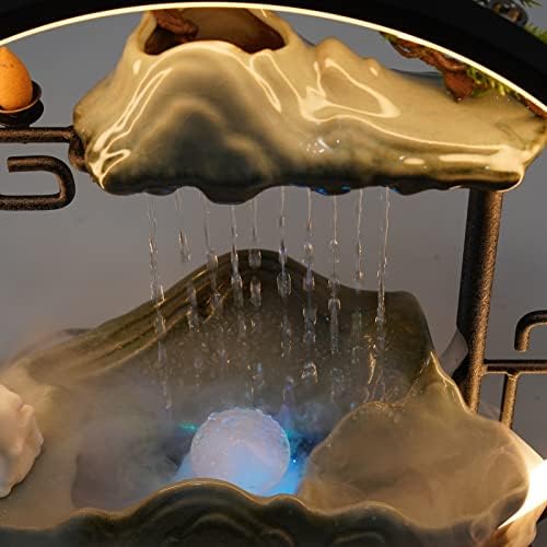Small Tabletop Waterfall Fountain with Mist and Light