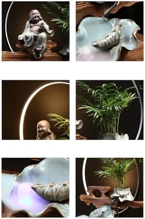 Indoor Fountain Tabletop Fountain Flowing Water Decor with Light Ring