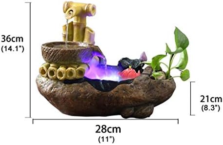 Tabletop Water Fountain with Humidifier and LED Lights Grey