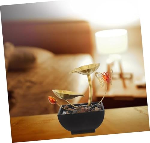 CORHAD Leaf Indoor Tabletop Fountain with LED Light and River Rocks